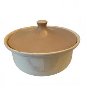 Harkerware Cream and Peach lidded casserole dish